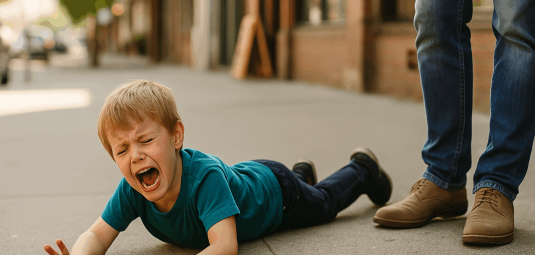 enfant en crise et parent impuissant
