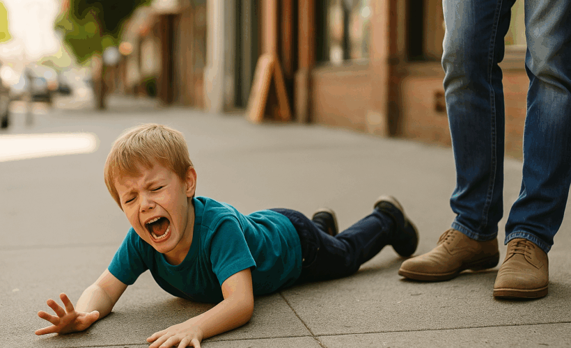 enfant en crise et parent impuissant